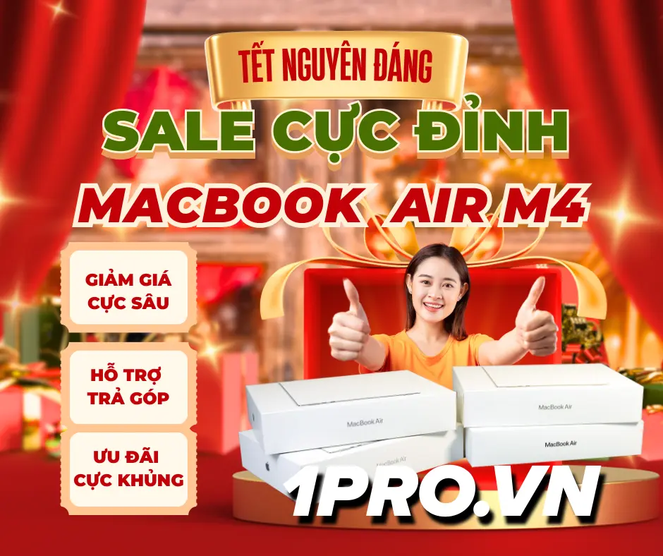 Macbook Air M4 màu sắc mới đặt trên bàn làm việc gỗ sang trọng